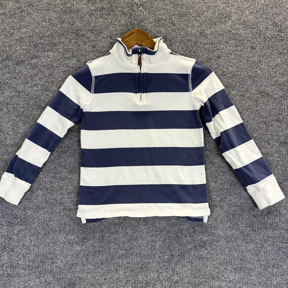 Crewcuts Shirt Youth 6/7 Navy White Stripe Quarter Zip Long Sleeve Pullover